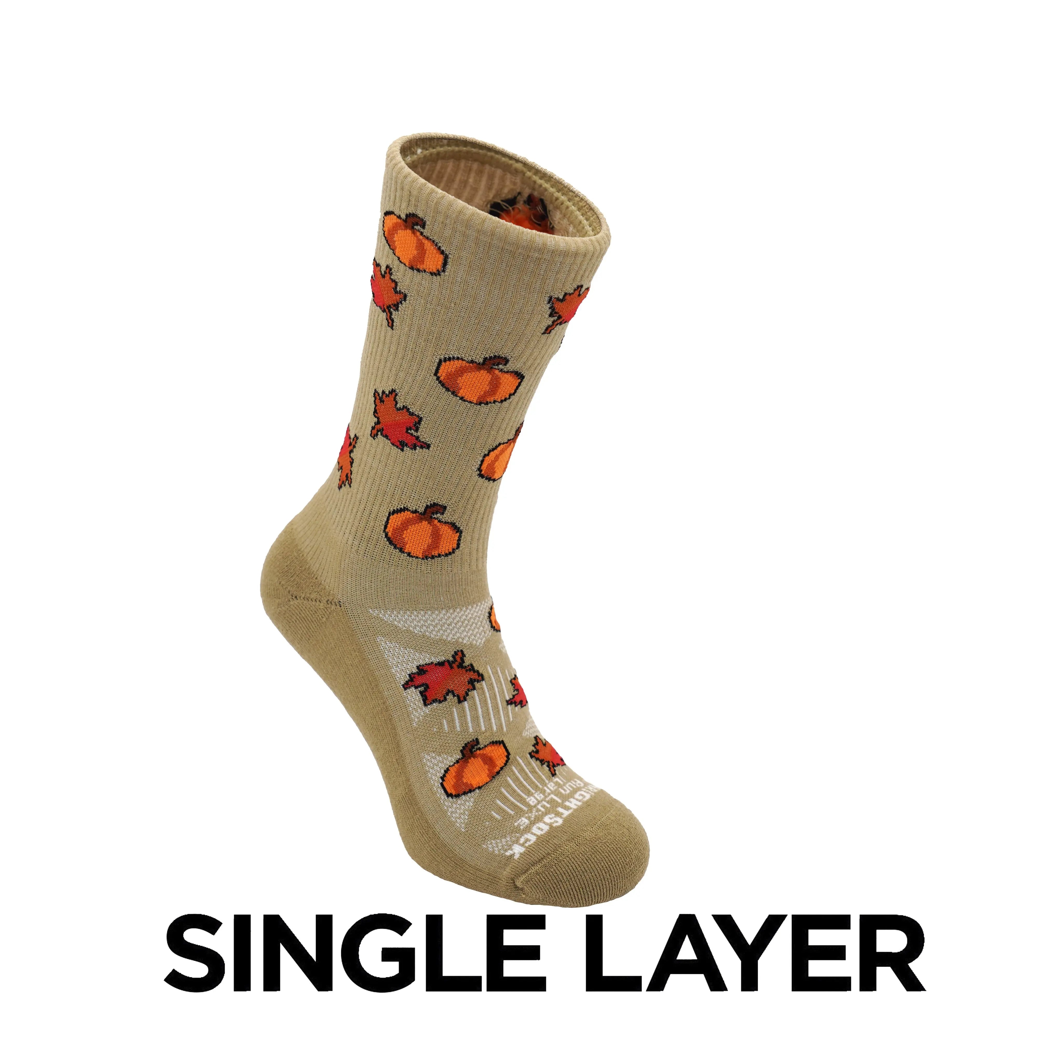 Run Luxe Single Layer Fall Leaves Crew| Wrightsock