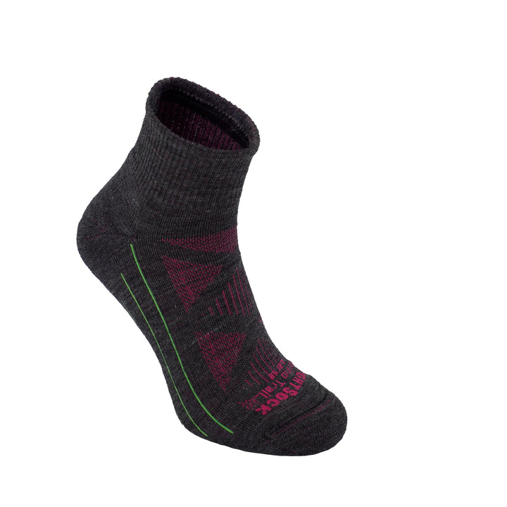 Quarter, Fuchsia/Grey, Merino Trail, sock.