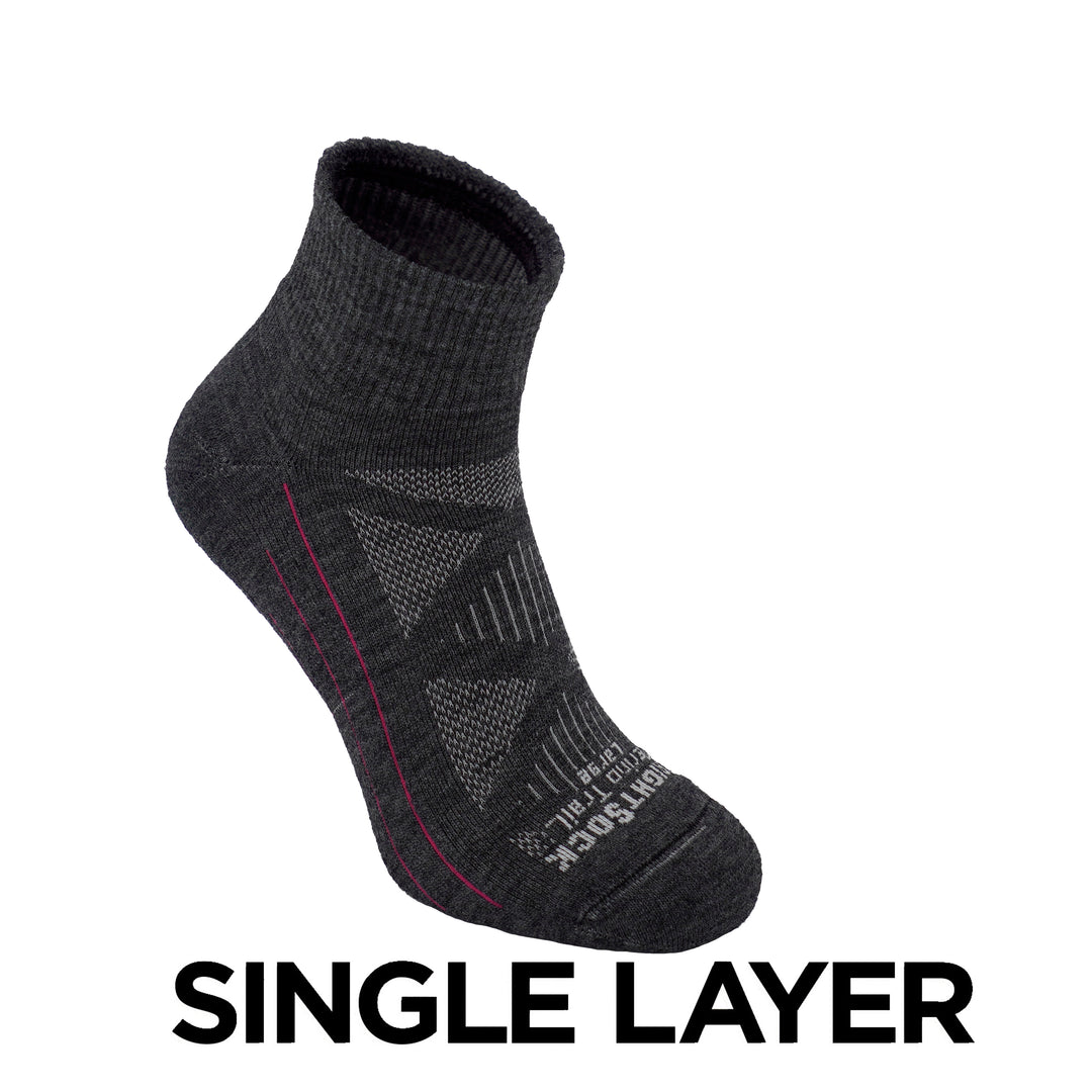 Quarter, White/Grey, Merino Trail, sock.