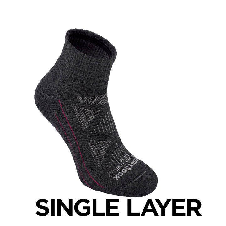 Quarter, White/Grey, Merino Trail, sock.