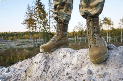 Soldier wearing combat boots