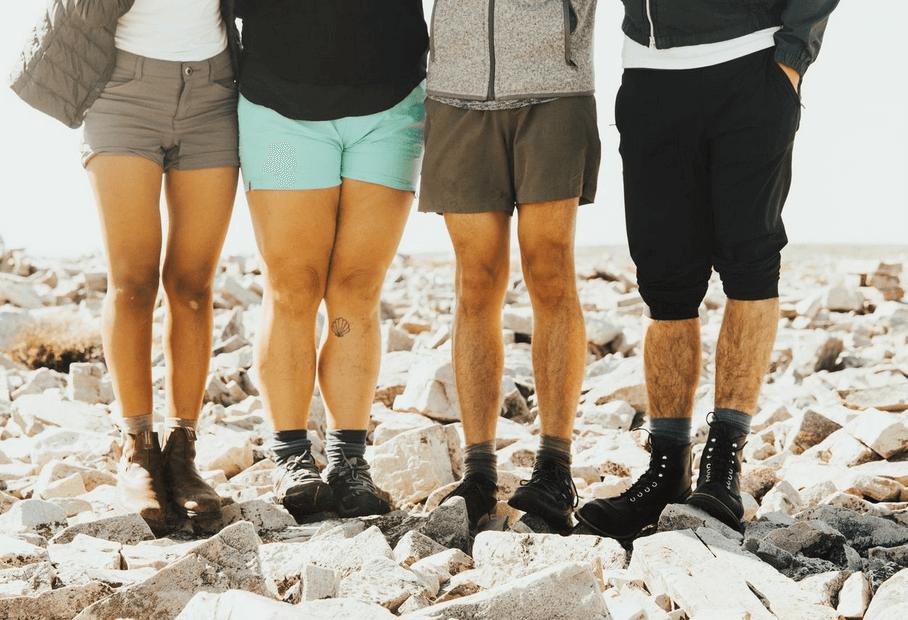 An assortment of different sized colorful socks