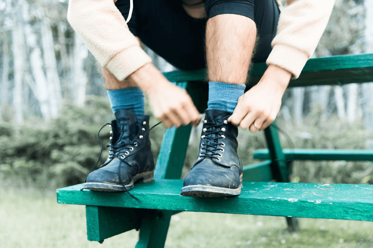 Man with wool socks and boots