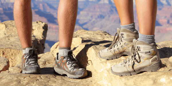 Two hikers wearing hiking socks in the Grand Canyon