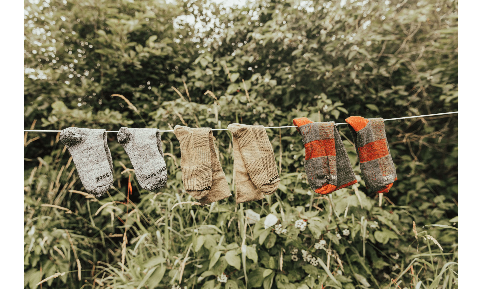 blister free socks on a clothes line