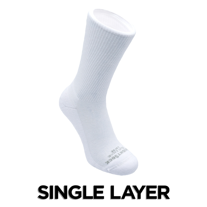 Cover image for Run Luxe, Crew length, White socks.