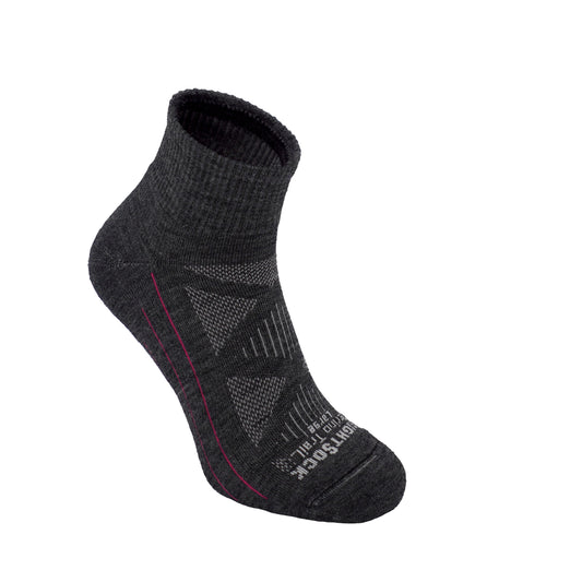 Quarter, White/Grey, Merino Trail, sock.