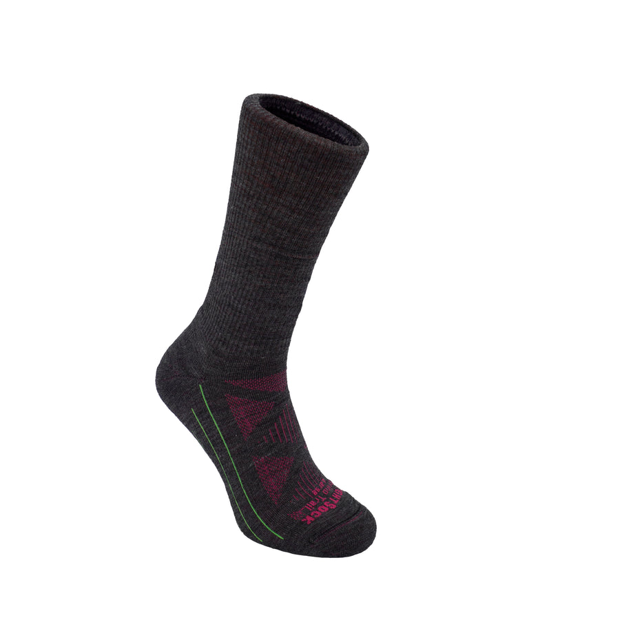 Merino Trail, Crew length, Grey Fuchsia.