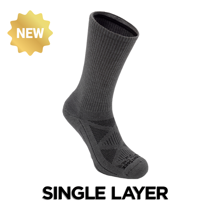 Merino Trail, Crew Length, Charcoal Grey.