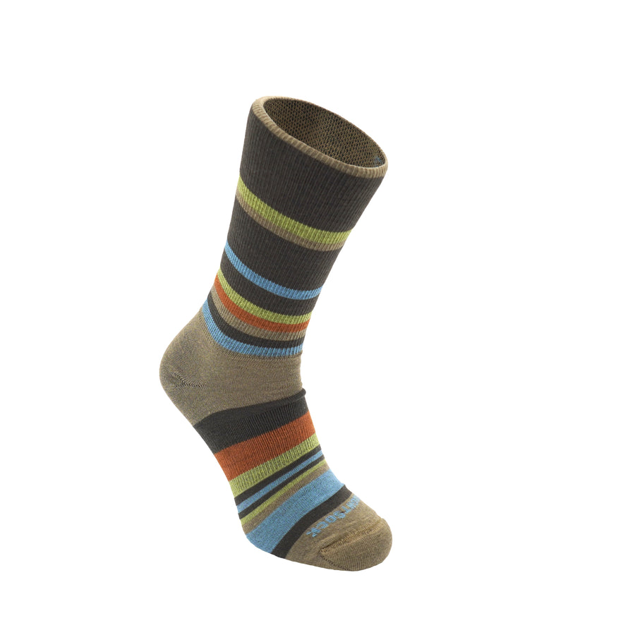 Explore/Stride, Khaki stripes, Crew men's anti-friction socks