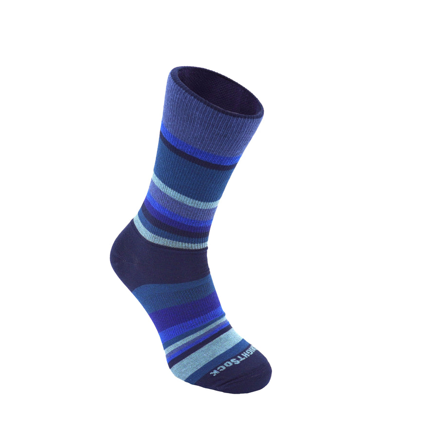 Explore/Stride, Navy stripes, Crew protective socks for walking long distances