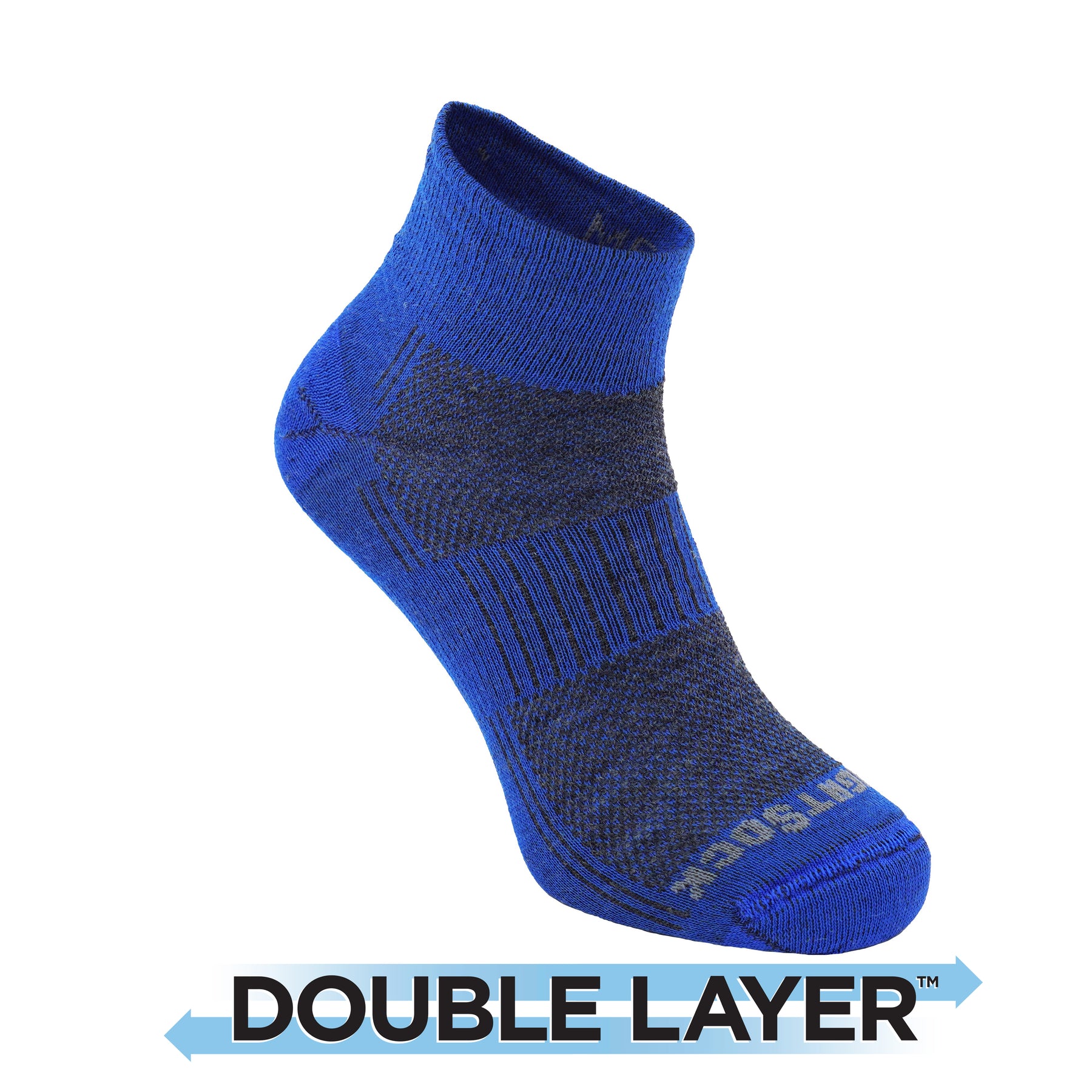 Wrightsock Coolmesh II double layer sock cross section