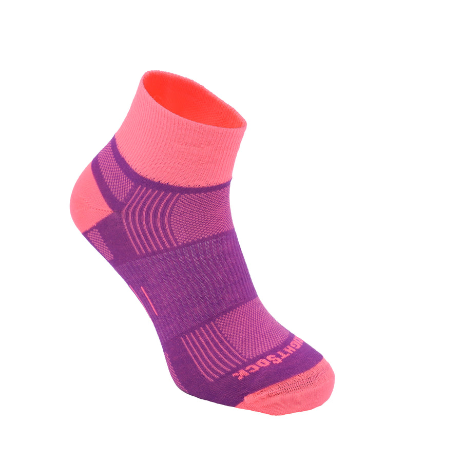 Explore, Double Layer, Quarter, Plum Pink women's anti-chafing socks