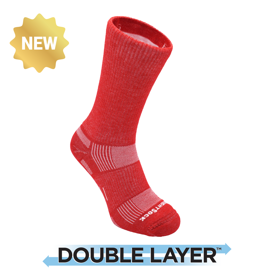 Explore, Red, Crew anti-chafing walking socks