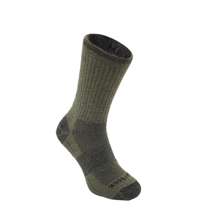 Merino Escape, Crew Length, Military Green protective socks for hiking