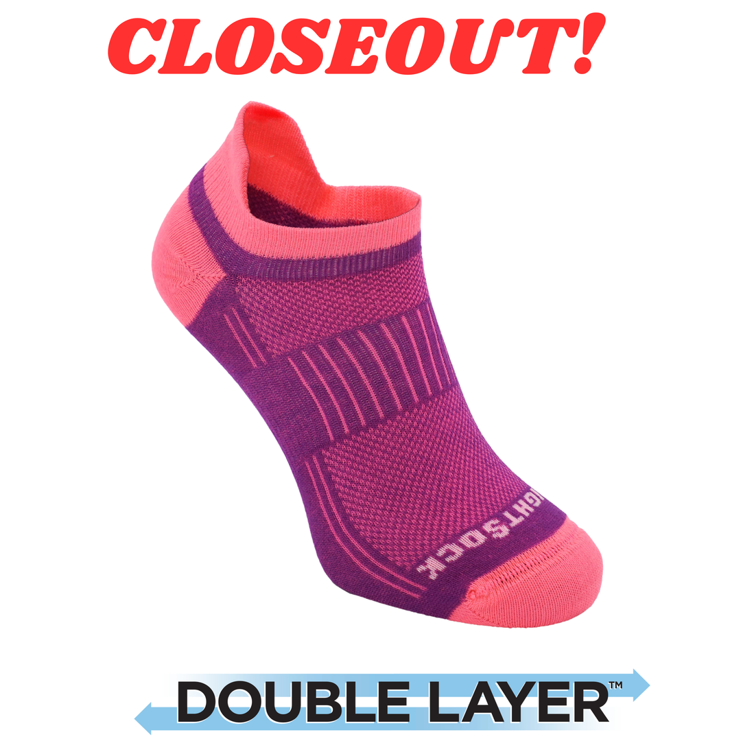 CoolMesh two, Tab length, Plum Pink double-layer anti-friction socks for women