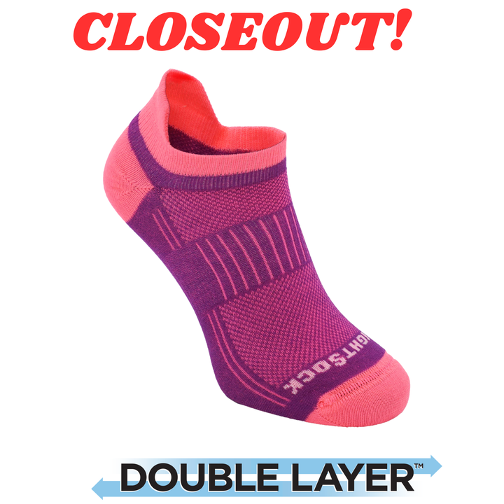 CoolMesh two, Tab length, Plum Pink double-layer anti-friction socks for women
