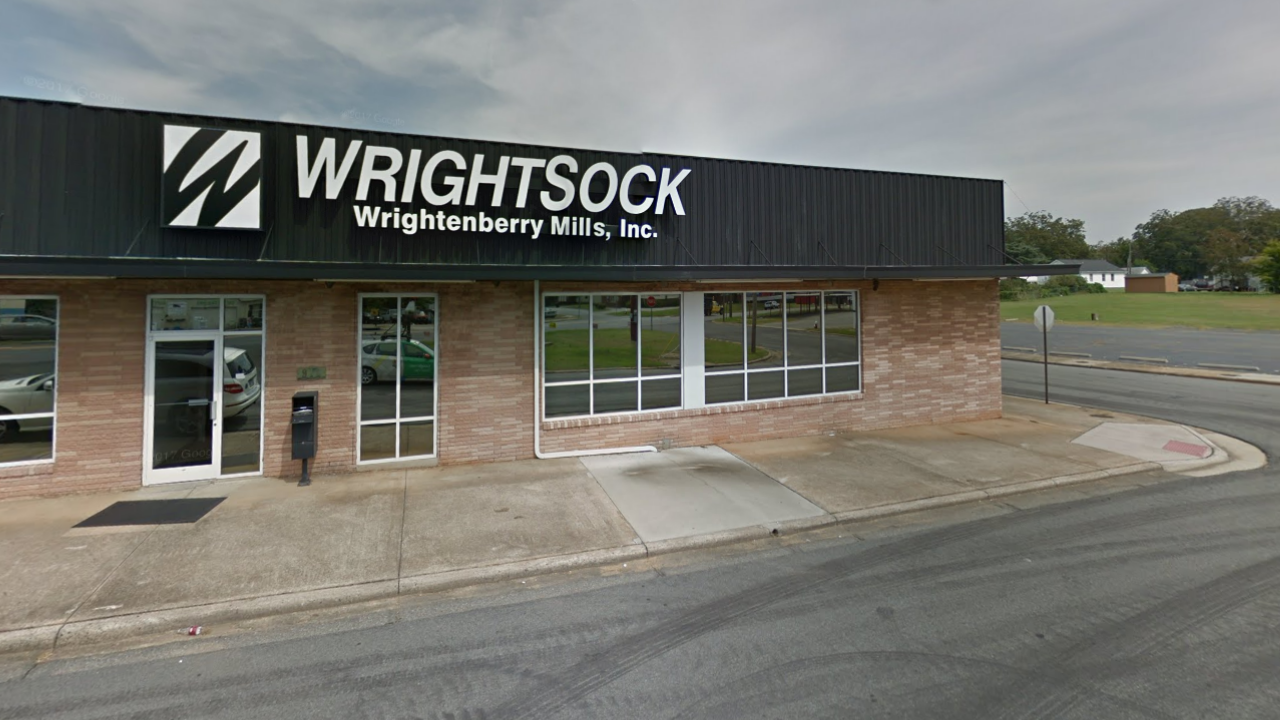 A street view of the Wrightsock, Wrightenberry mills Inc. plant in Burlington North Carolina.