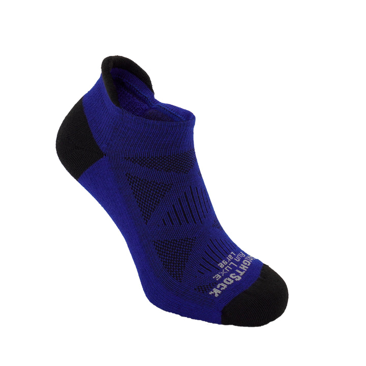 Royal Blue/Black tab length running sock.