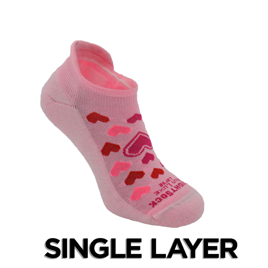 Run Luxe, Single Layer, Tab, Valentines Hearts Socks.