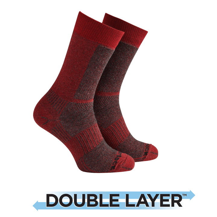 Lt hiking socks with anti blister technology and a black and red design