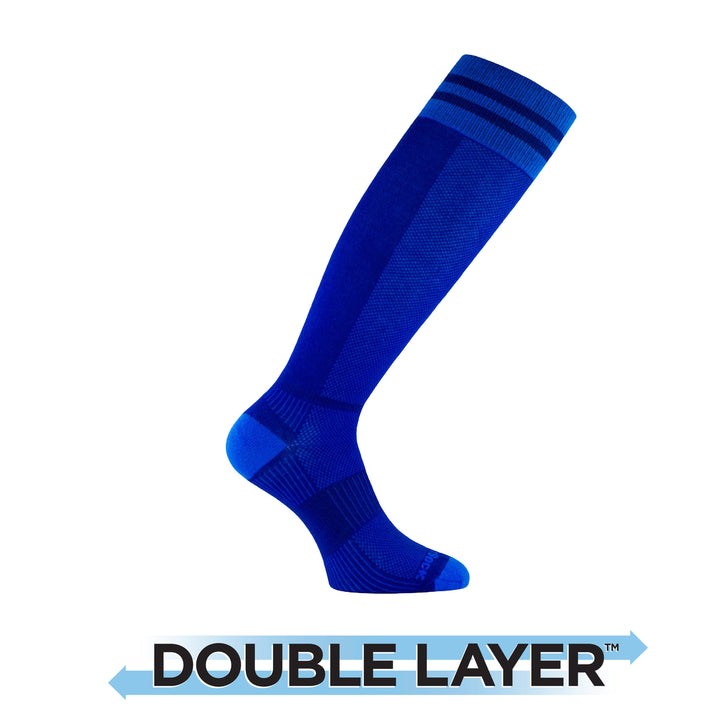 CoolMesh Two, Double Layer, Over the Calf, Royal Blue Stripes.
