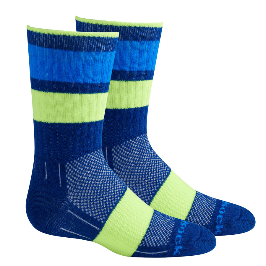 Kids Escape, Double Layer, Crew, Blue Stripes socks.